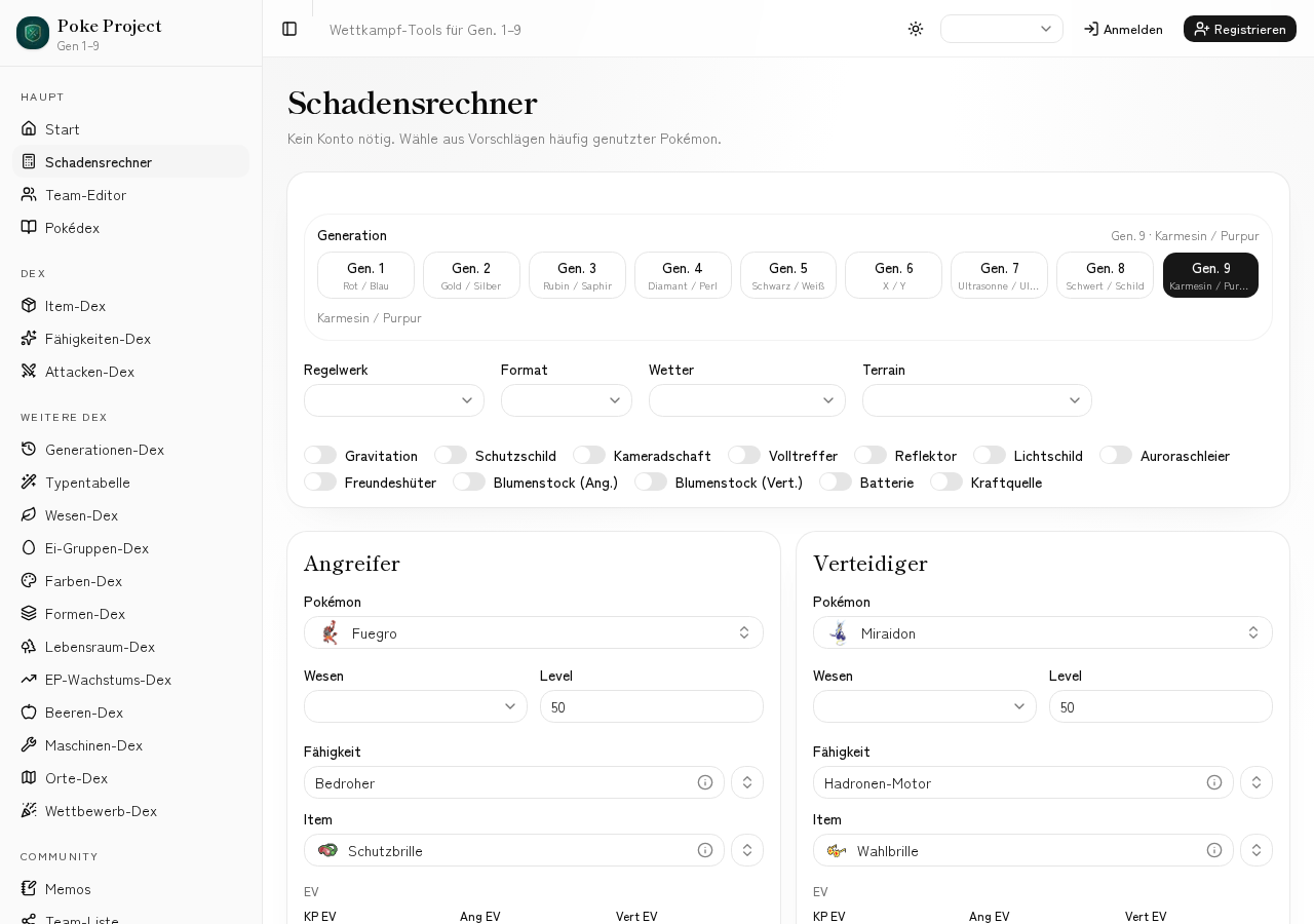 Screenshot der Schadensberechnung für Doppelkämpfe