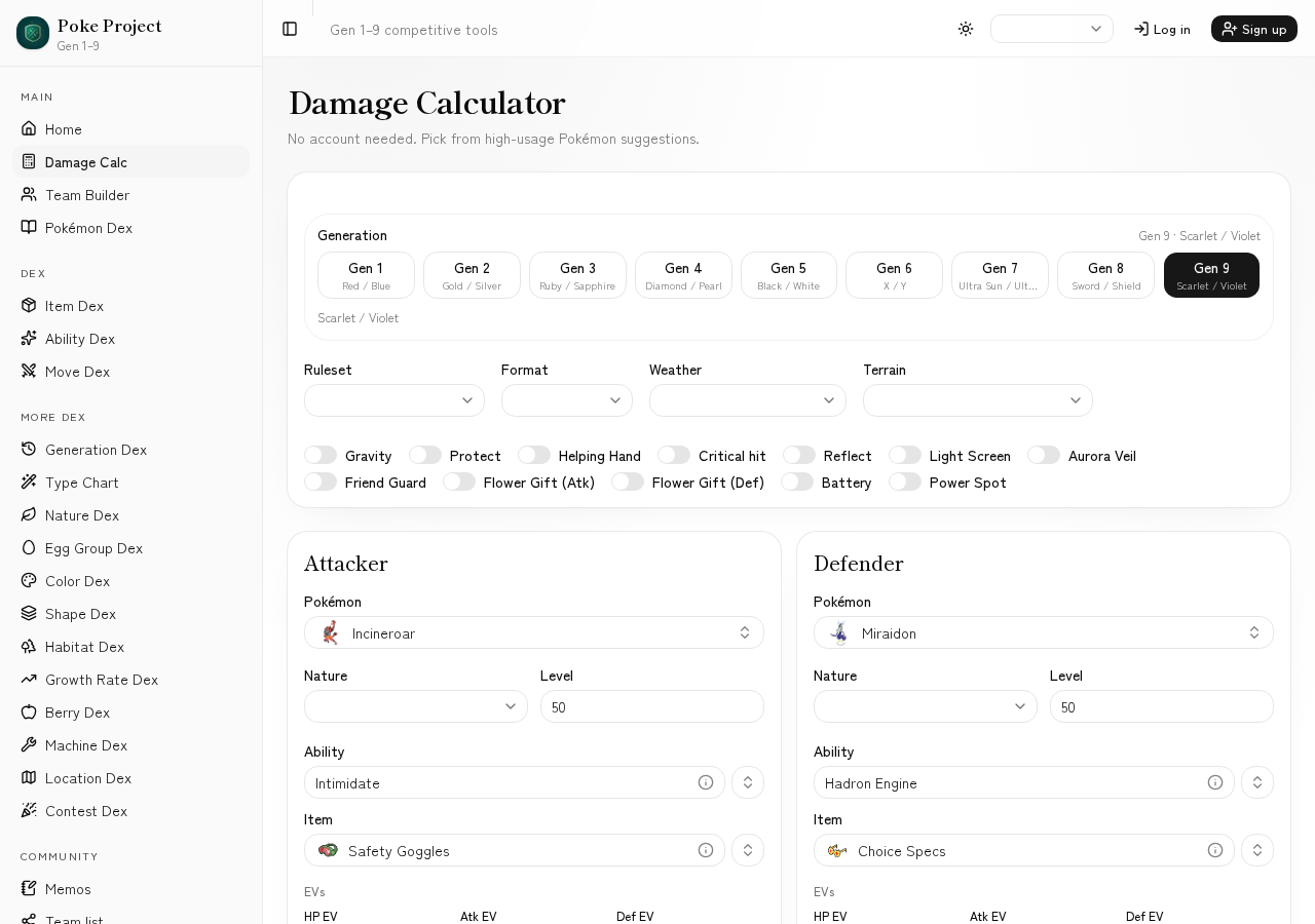 Screenshot of doubles damage calc