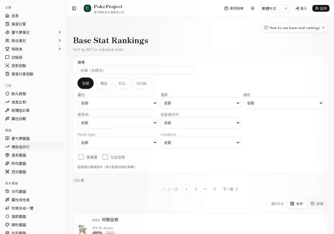 Screenshot of the base-stat rankings page
